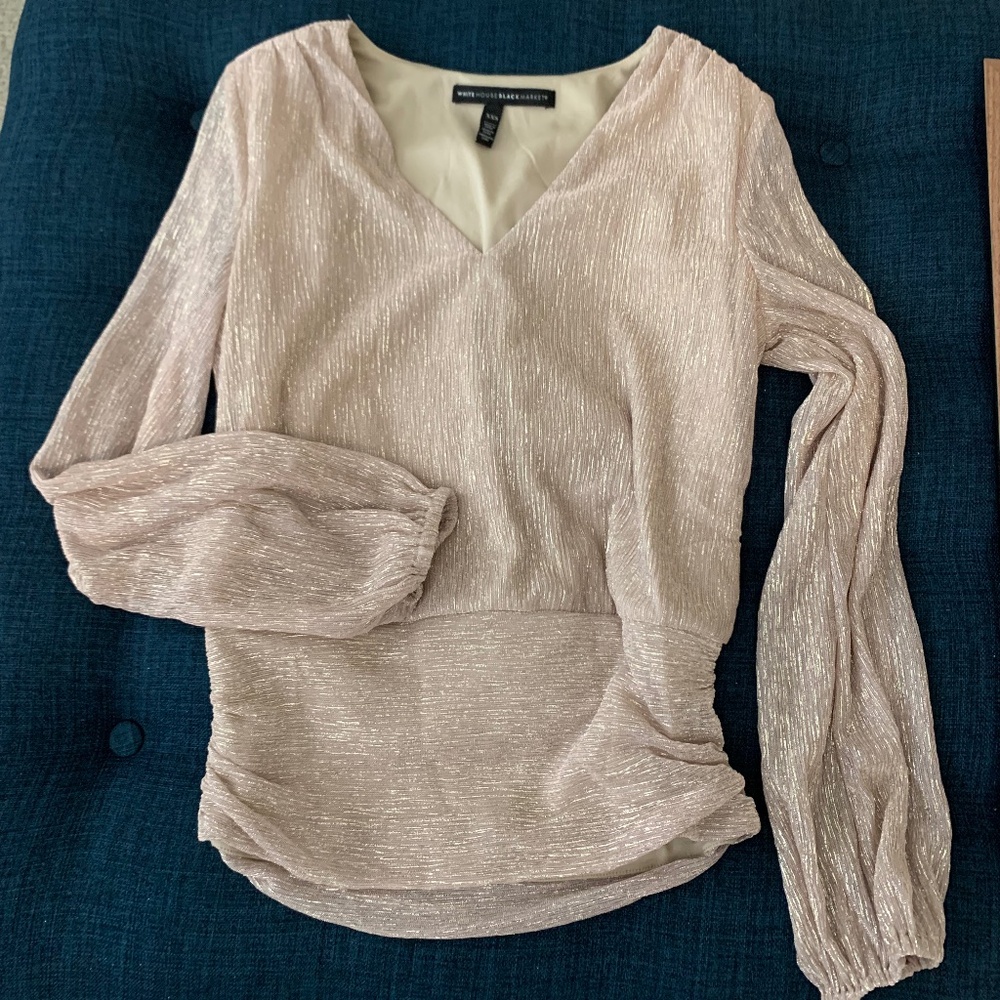 WHBM White House Black Market shimmer party top with shoulder pads Size XXS